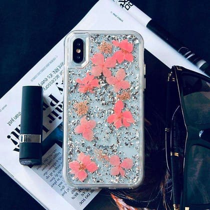 Chic Flower Silver Foil Luxury Case-iPhone XS / X
