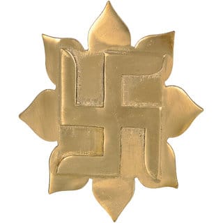 Jinanashi  Fashion Vastu Remedies Brass Padma Plate (Lotus Flower Plate) with Swastik in Standard