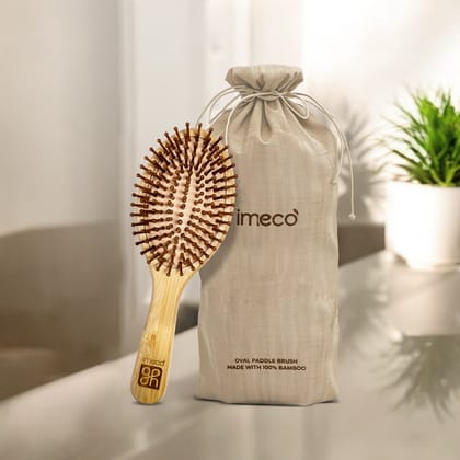Imeco India Anti-Static Bamboo Oval Paddle Hair Brush | Frizz Control & Scalp Stimulation | Daily Grooming Imeco India Anti-Static Bamboo Oval Paddle Hair Brush | Frizz Control & Scalp Stimulation | Daily Grooming