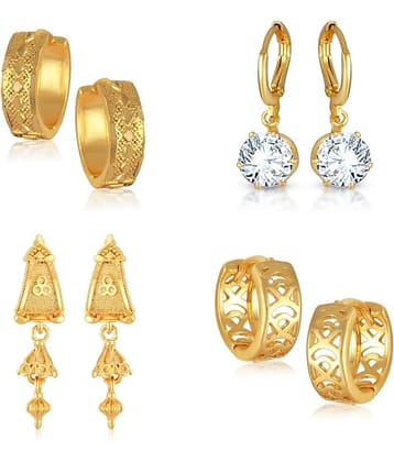 Vighnaharta Golden Stud Earrings ( Pack of 4 )