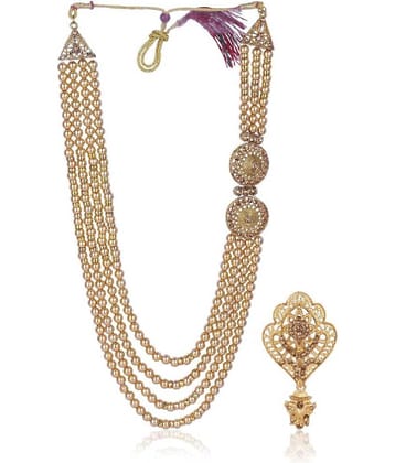 Dulha groom sherwani Necklace/Moti Mala for Men for wedding | Groom Mala and Brooch Set