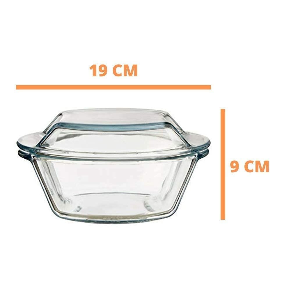 Femora Borosilicate Glass Microwave Safe Mixing Bowl (700 ML) and Casserole (1000 ML) Serving Set of 2
