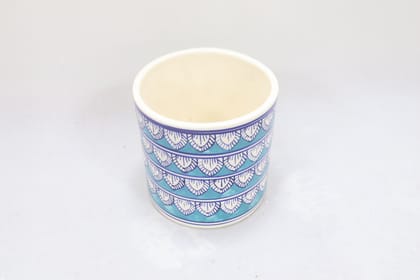 Khurja Pottery Outdoor Pot Pipe Shape Light Green Colour Large Size 6 Inches