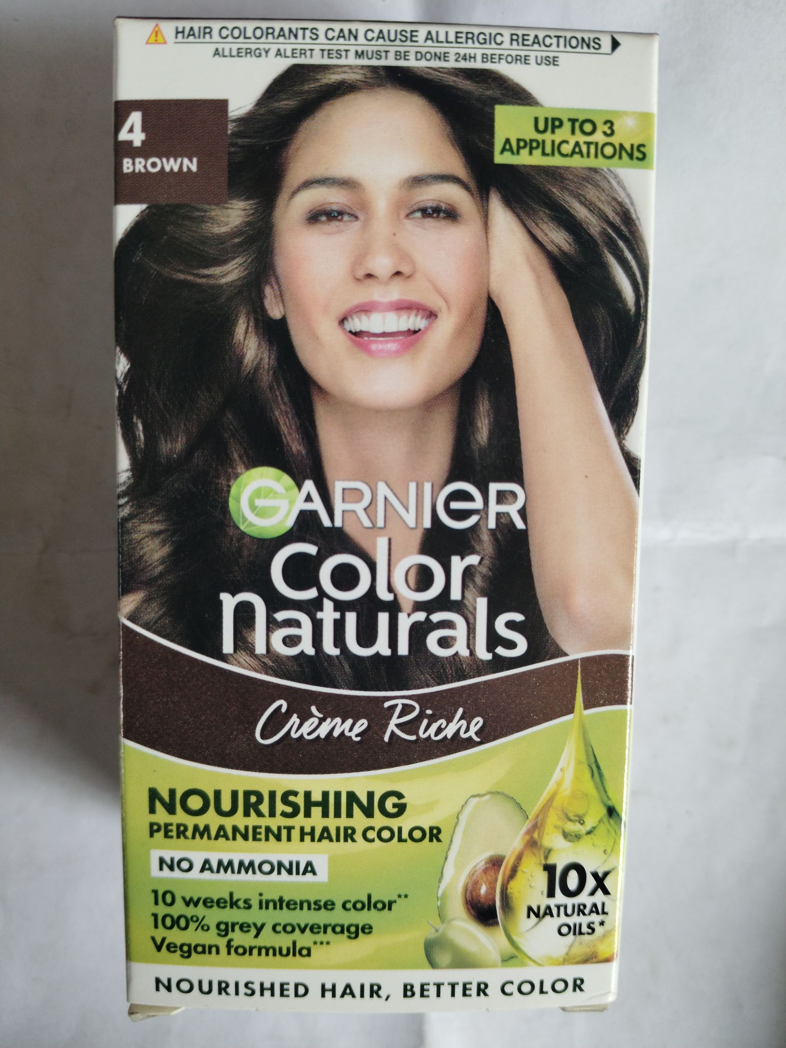 Garnier Color Naturals Creme riche Nourishing Permanent hair color No ammonia 4 brown 35ml+30g