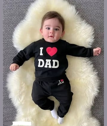 CUTEVIBE Pack of 1 Unisex for Baby Cotton Blend T-Shirt & Trouser ( Black )