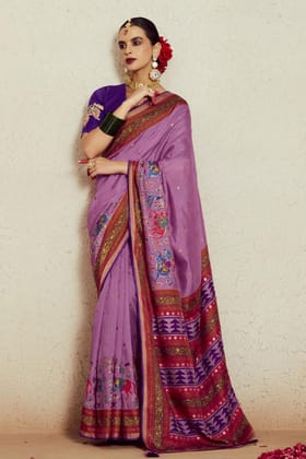 Purple Brasso Silk Saree