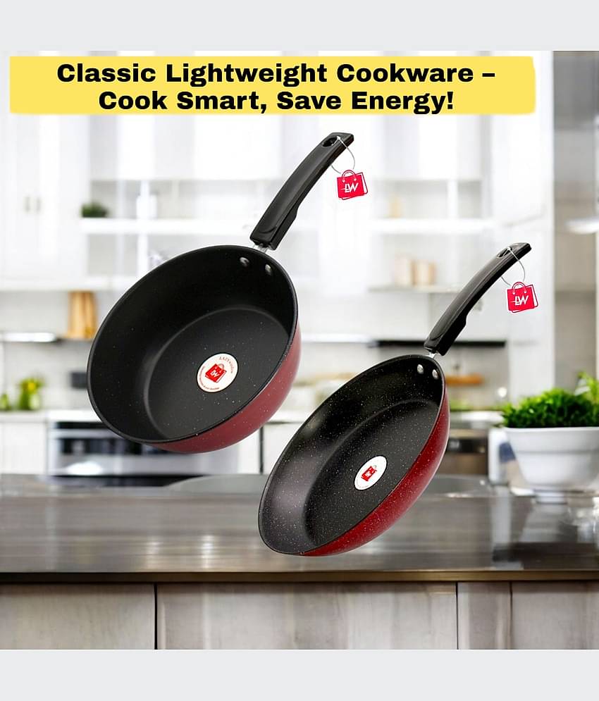 LAZYWINDOW Non-Stick Ceramic Sauce Pan Induction Bottom without Lid 1.6 mm Thickness 21 cm Diameter 1 Ltr