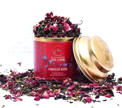 Oh Cha Hibiscus Green Tea | 100% Whole Leaf & Natural Ingredients | Rich in Antioxidants, Vitamin C, 35 gm