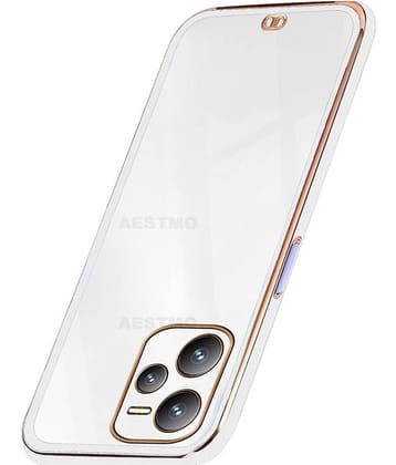 AESTMO - White Silicon Plain Cases Compatible For Realme C35 ( Pack of 1 )