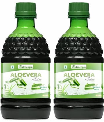 NUTROCOPIA Aloe Vera Juice | For Glowing Skin & Healthy Hair | Organic & Natural Juice Made With Cold Pressed Aloe Vera 400 ML - Pack of 2