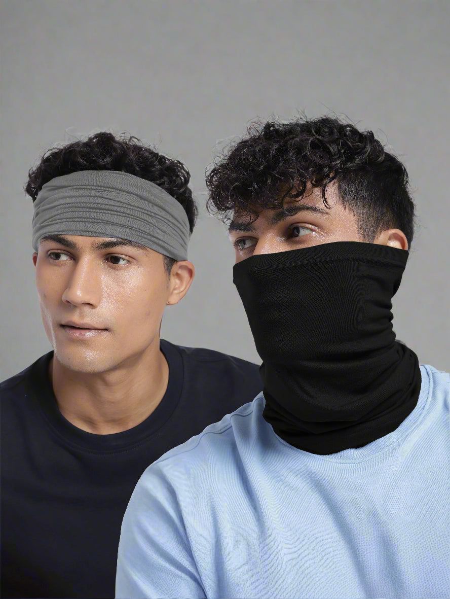 Heelium Bamboo Bandana - Set of 2-Black | Dark Grey