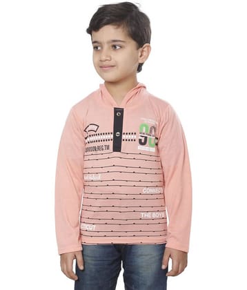 Fourfolds Pack of 1 Boys Cotton Blend T-Shirt ( Pink )