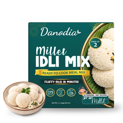 Danodia Foods Millet Idli Mix, Instant South Indian Breakfast Mix, 250 gm Each - Pack of 2