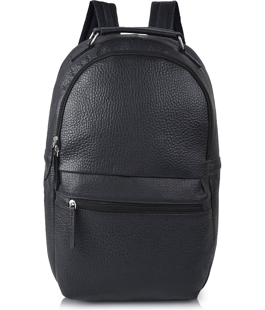 CIMONI Backpack Pure Leather Set of 1 ( Black )