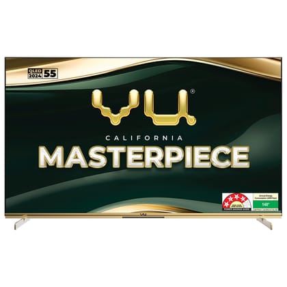 Vu 139cm (55 inches) Masterpiece Frame Series 4K QLED TV 55MASTERPIECE (Armani Gold) Armani Gold / 55 inches - Frame