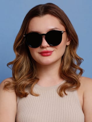 SUNNIES Large Full Frame Metal.Plastic Round Solid Polarized Women Sunglasses-SNS-11688-C025