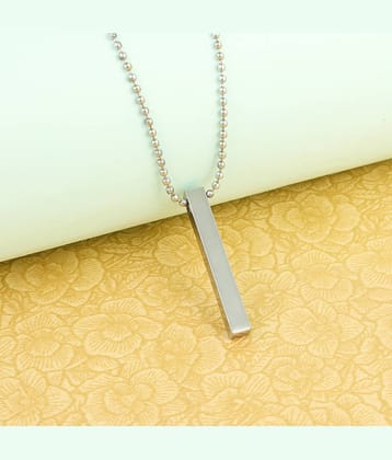 Thrillz Men's Jewellery 3D Cuboid Vertical Bar/Stick Stainless Steel Black Silver Locket Pendant Necklace For Boys and Men Unisex Pendant (Casual)
