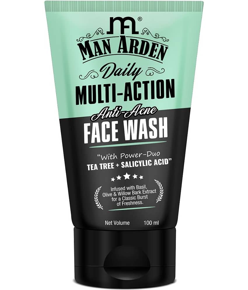 Man Arden Daily Multi-Action Anti Acne Face Wash For Oily Skin | With Power Duo Tea Tree + Salicylic Acid 1% for Acne-Prone Skin, 100 ml