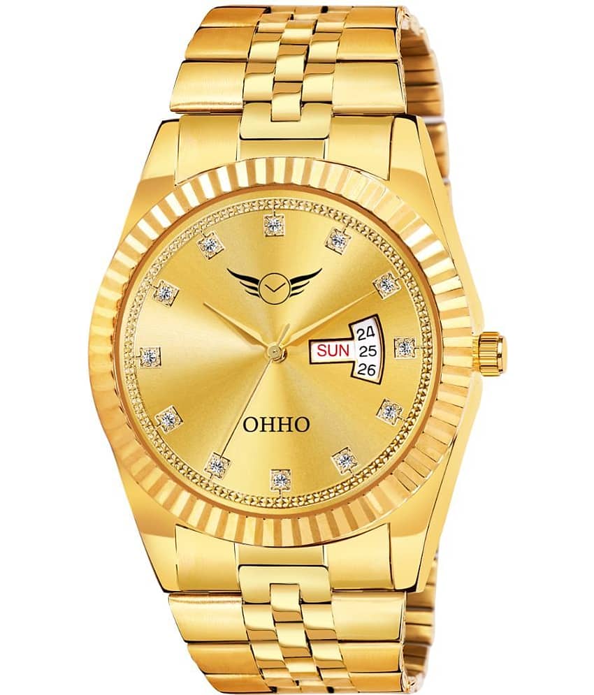 OHHO Gold Stainless Steel Analog Men's Watch