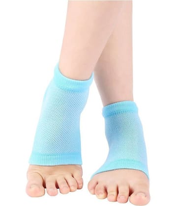 Ishi Silicone Gel Heel Socks For Dry Hard Cracked Heels Repair, Foot Care Support Cushion With Spa Botanical Gel Pad - (Free Size) 1 Pair-Blue