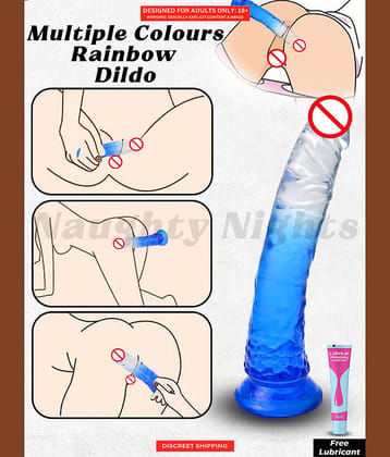 Mood-Enhancing Rainbow Ride Dildo with Raised Veins for Lifelike Sensations
