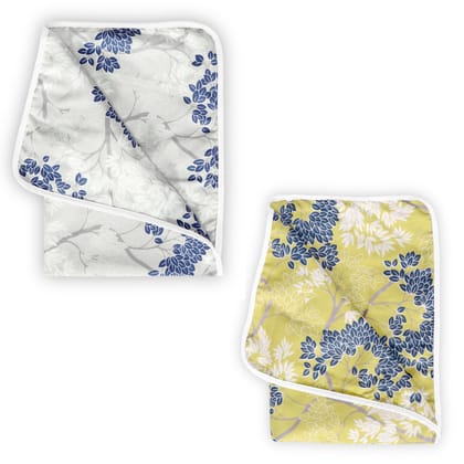 Grey and Green Leaf Pattern 100% Cotton Dohar Blanket Combo for New Born Under 04 Years-Toodler/Infants / Grey and Green / KTB-PR_5004_5005