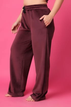 Maroon Solid Slip On Pyjamas-L / Maroon