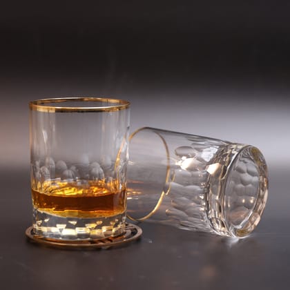 Opulent Gold Rim Whiskey Glass - Set Of 2-Whiskey Glass