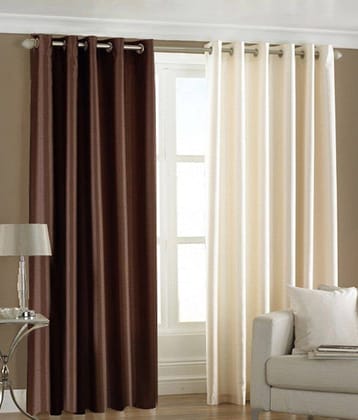 Homefab India Plain Semi-Transparent Eyelet Window Curtain 5ft (Pack of 2) - Multicolor