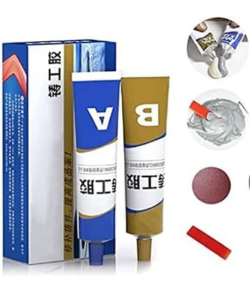 Magic Metal Mending, Industrial Heat Resistance Cold Weld Metal Repair Paste Adhesive Gel, Ab Strong Glue Universal Metal Plastic Weld Repair Glue Aluminum, Chrome, Stainless Steel (2 pc tube)