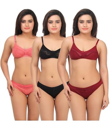 TCG Multi Color Cotton Lycra Bra & Panty Set
