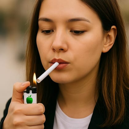 Apple Cigarette Lighter (Pack of 5) � Stylish & Durable Windproof Pocket Lighter | Premium White Fancy Lighter | Refillable & Easy to Use | Royal Look Plastic Body | Perfect for Everyday Use