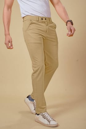 Bluecorp Enterprise Men's Classic Khaki Formal Trousers, Slim Fit Design with Belt Loops and Pockets Color - Khaki, Size - 34