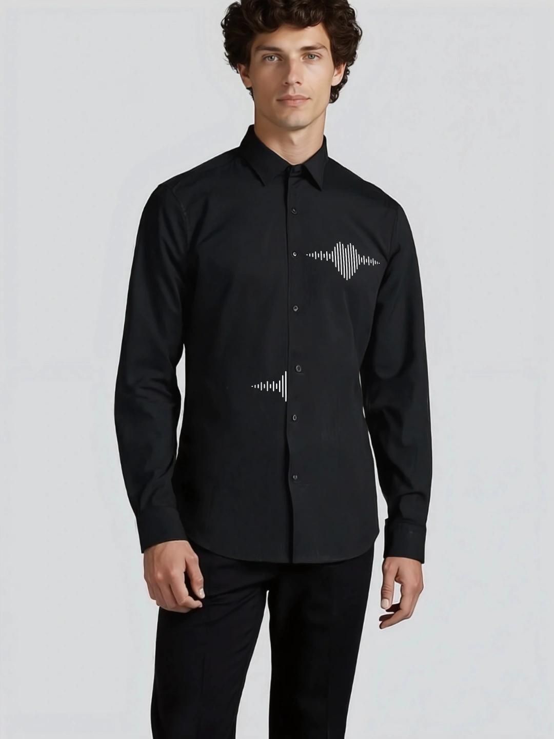 Black Abstract Printed Casual Shirt-BLACK / S