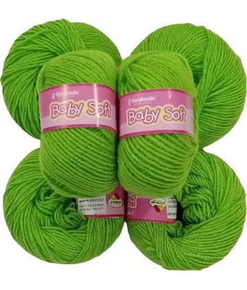 Yarn Baby Soft Wool for Hand Knitting Fingering Crochet Hook (Parrot Green) -Shade no.BBM092 200 gm Pack of (8)