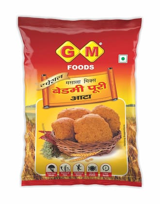 GM Foods Bedmi Puri Atta Mix 1kg | Ready to Cook Urad Dal & Wheat Flour Mix | Instant Masala Puri for Authentic North Indian Breakfast | Atta for Soft & Crispy Bedmi Poori