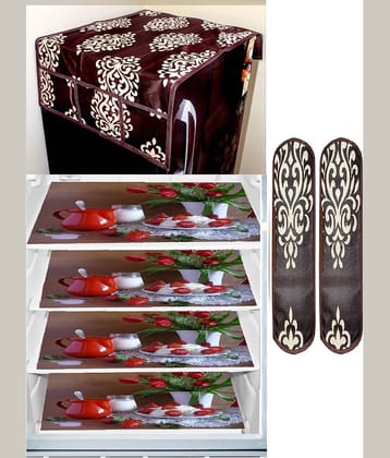 Revexo PVC Floral Printed Fridge Mat & Cover ( 40 30 ) Pack of 7 - Multicolor