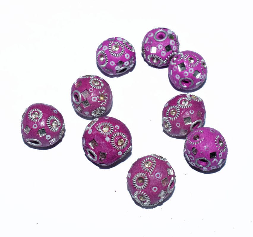 Handmade Kashmiri Beads use for jewelry makings, KASM-37-Per Packet of 25 Pcs / 16 MM