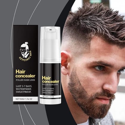 Hair Concealer Black 50g | Instant Hair Thickening & Fuller Look | Waterproof, Sweatproof, Long Lasting 3�7 Days | Easy Brush-On Temporary Hair Color for Thinning Hair & Bald Spots