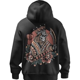 BULL CLOTHING Men's Black Hoodie King Printed Design 60 Cotton 40 Poly 280 GSM Fleece