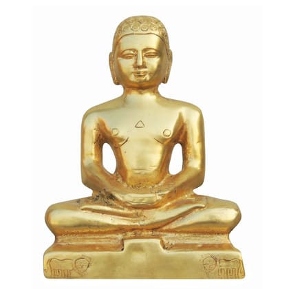 Brass Mahaveer Swami Murti - Jain God Idol for Pooja & Spiritual Decor, Height : 8.2 Inch (BSMAS397 C)