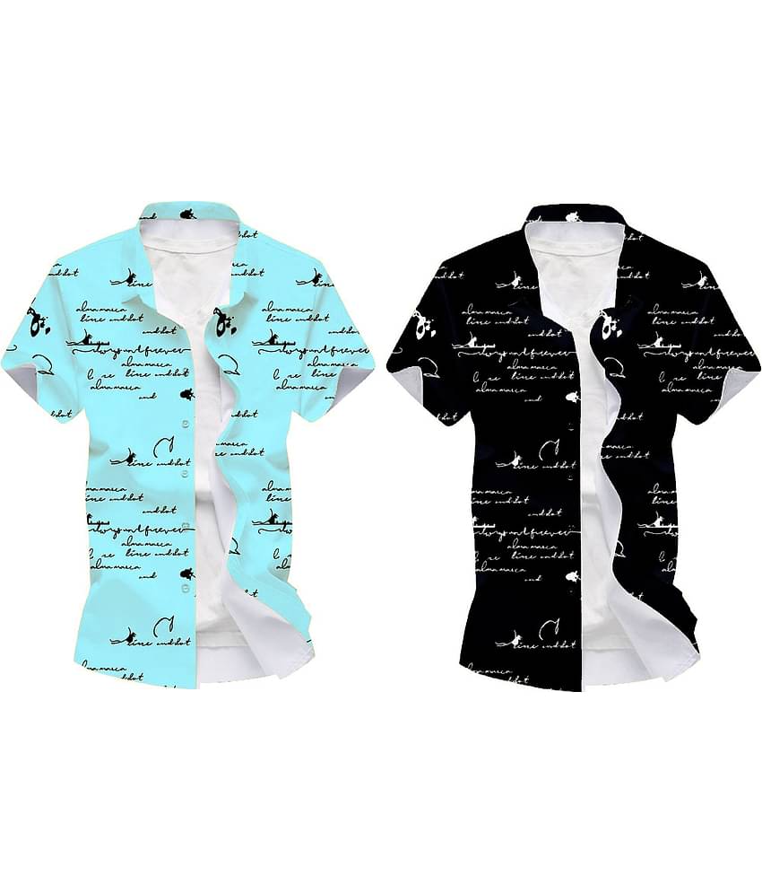 Blue dove Elastane Regular Fit Printed Half Sleeves Men's Casual Shirt - Yellow ( Pack of 2 )