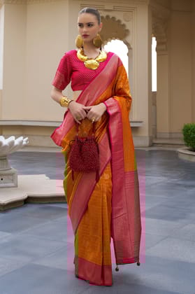 Orange Woven Silk Saree