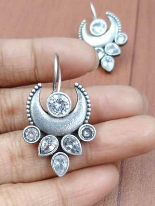 Dazzling Hook Earrings with Sparkling Stones for Daily Wear | Sarichka-WhiteAD