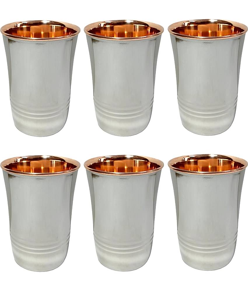 A & H ENTERPRISES - Copper Glasses Set 250 ml ( Pack of 6 )