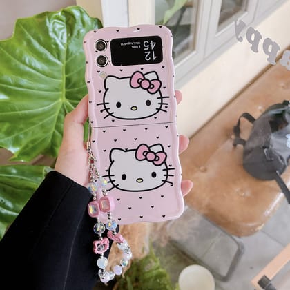 Hello Kitty Samsung Z Flip Pink Lanyard Bracelet Cases-Samsung Z Flip4