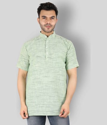 Latest Chikan - Green Cotton Blend Men's Shirt Style Kurta ( Pack of 1 )