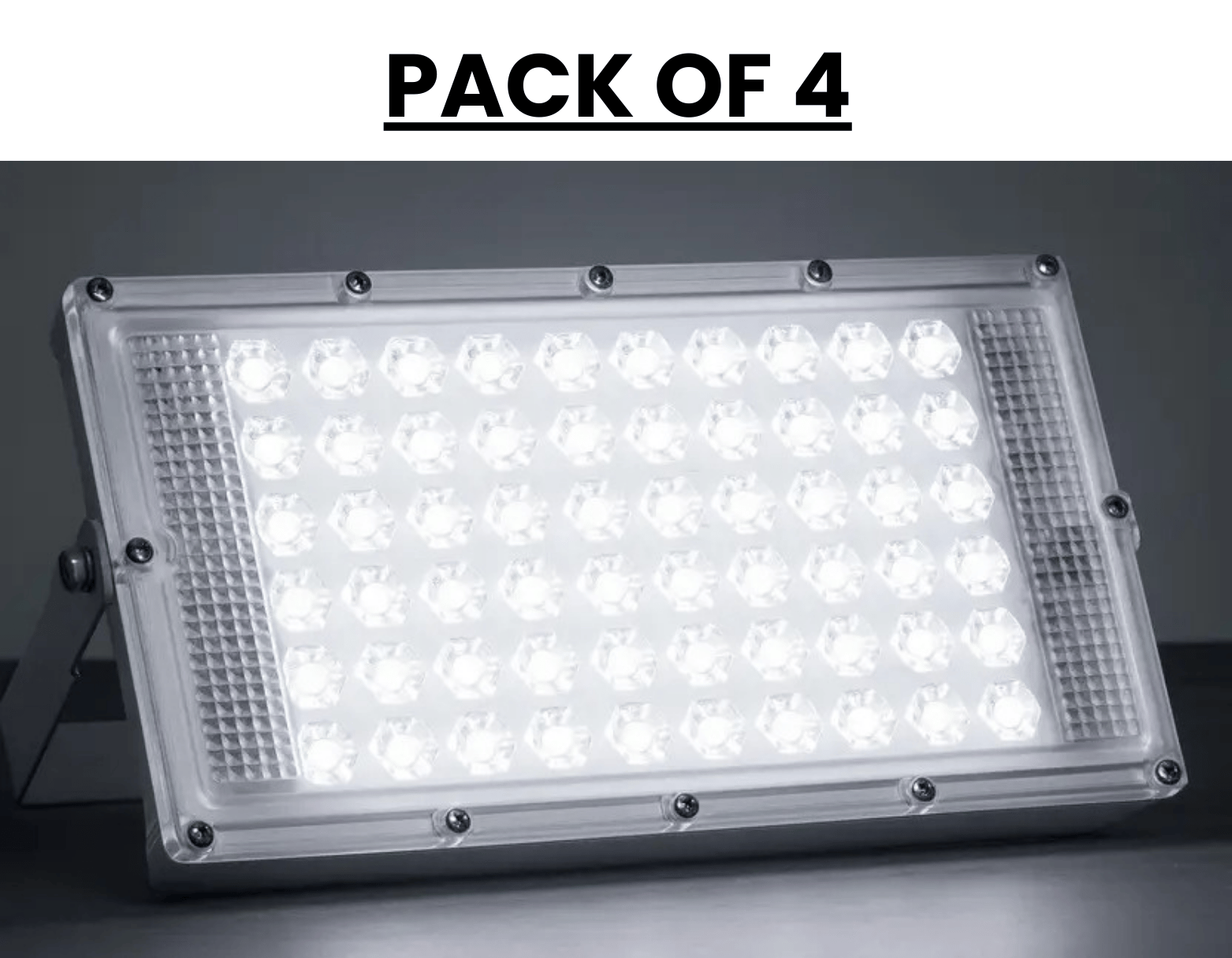 SPARKWORLD Ultra-Bright Lens LED Flood Light | (Pack of 4) | (50W Each, IP66 Waterproof, Daylight White) | Colour: White (Pack of 4)
