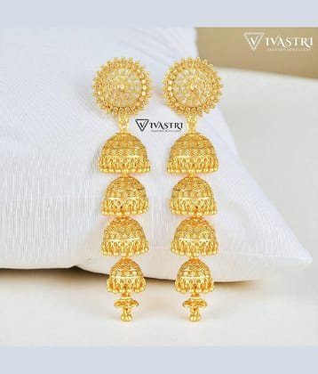 VIVASTRI Golden Jhumki Earrings ( Pack of 1 )
