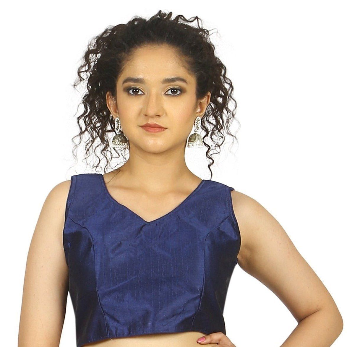 TheHangr Blue Silk Multicolour Latkan Blouse -  34